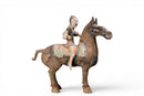 A Large Painted Pottery Equestrian Figure
