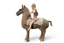 A Large Painted Pottery Equestrian Figure