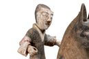 A Large Painted Pottery Equestrian Figure