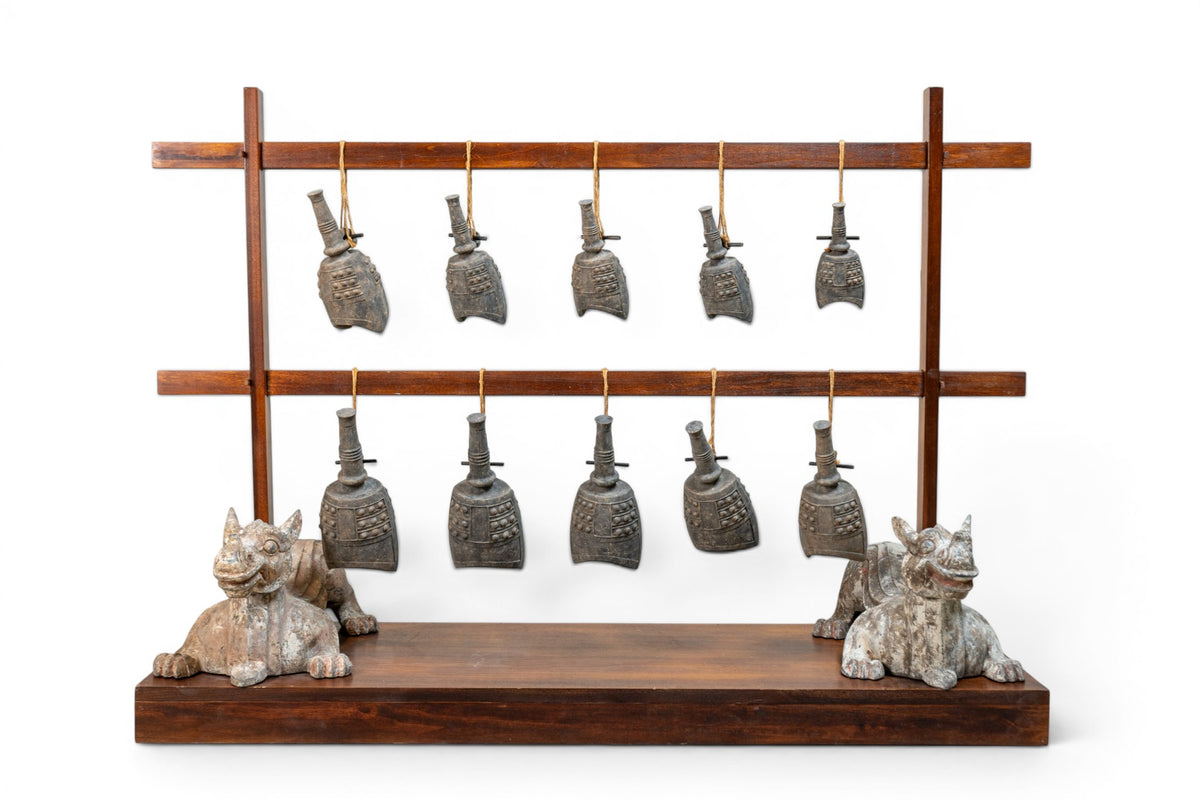 An Archaistic Terracotta Chimera and Bronze-Form Bell Set