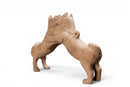 A Pottery Pair of Wrestling Fu Dogs