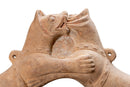 A Pottery Pair of Wrestling Fu Dogs