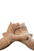 A Pottery Pair of Wrestling Fu Dogs