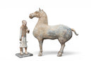 A Set of Han Dynasty Terracotta Horse and Groom