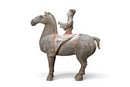 A Large Painted Pottery Equestrian Figure
