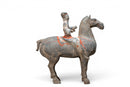 A Large Painted Pottery Equestrian Figure