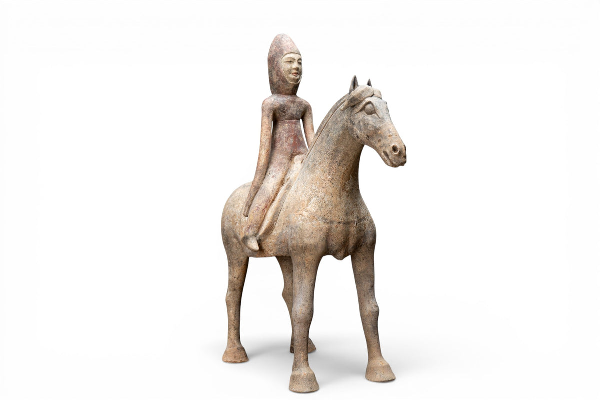 A Chinese Terracotta Horse and Rider
