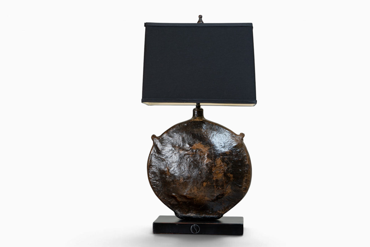 A Chinese Leather Flask Lamp