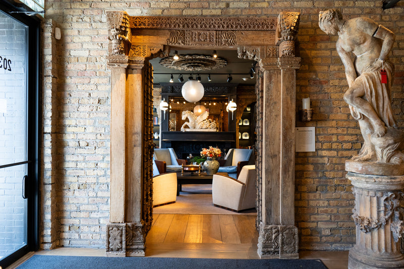 A Large Gujarati Wooden Coffered Door