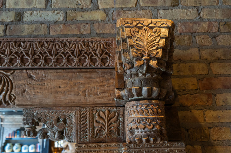 A Large Gujarati Wooden Coffered Door