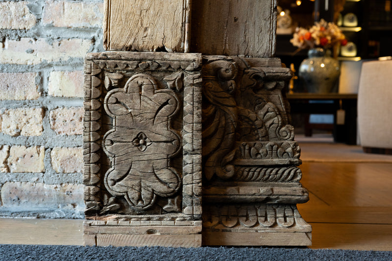 A Large Gujarati Wooden Coffered Door