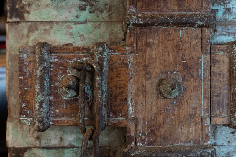 A Large Gujarati Wooden Coffered Door