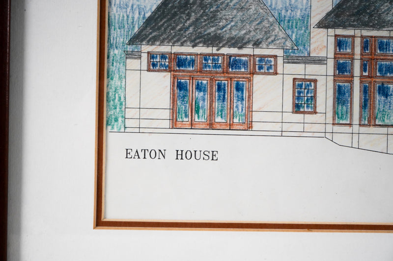 Framed drawing of the Eaton house