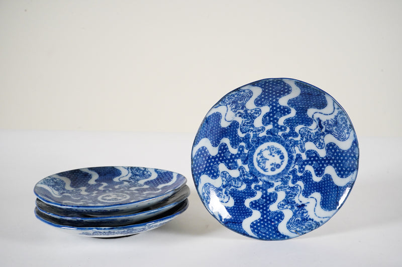 Plates, Set of 4 blue and white plates