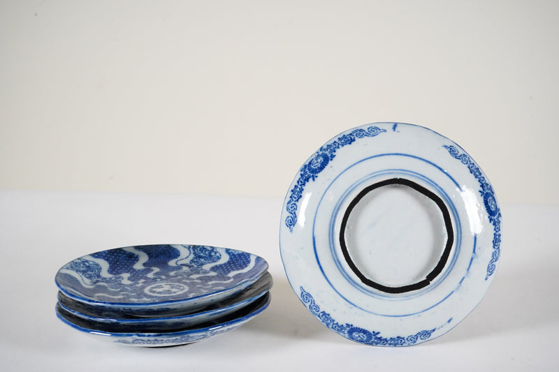 Plates, Set of 4 blue and white plates