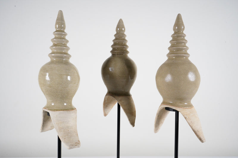 A Set of 3 Mounted Finials