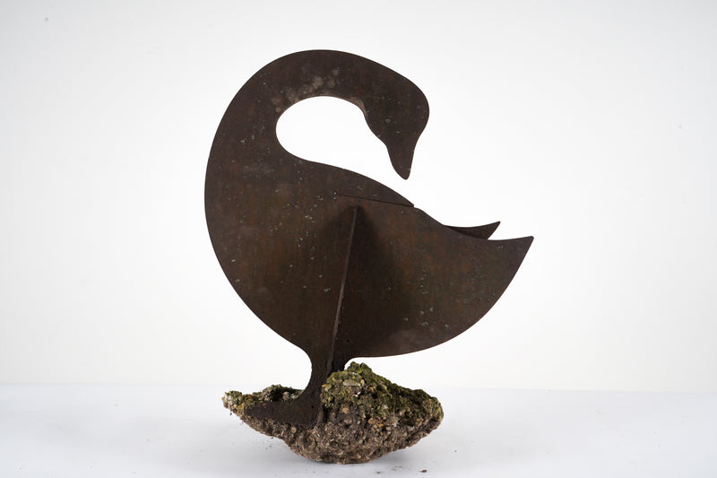 A Corten Steel Goose Statue