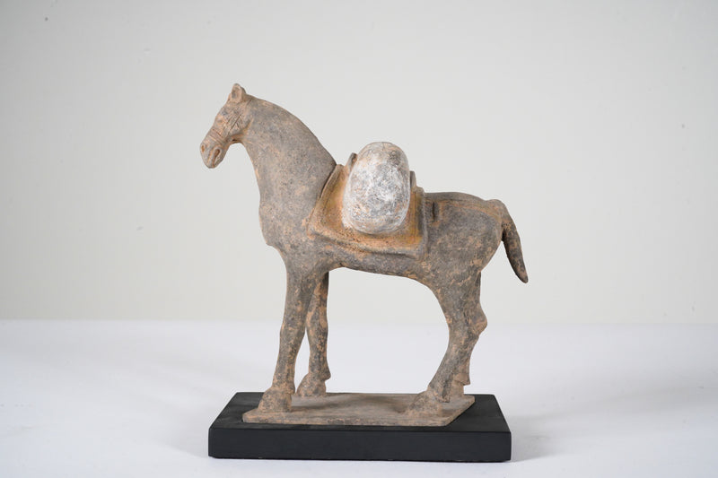 An Unglazed Northern Qi (549-577 CE) Horse With Stand