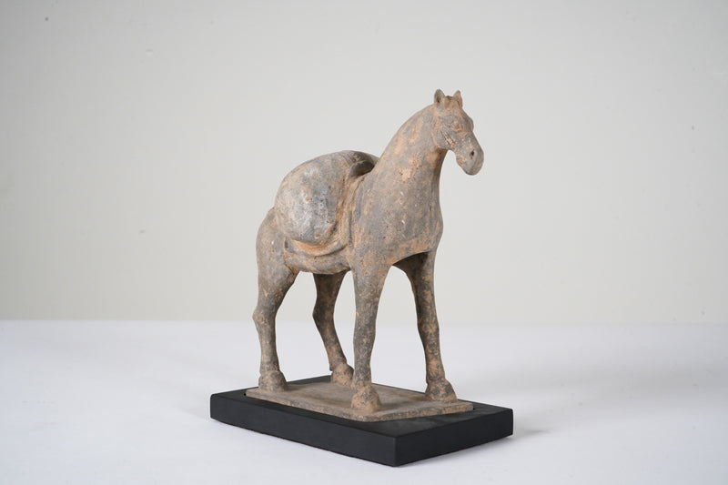 An Unglazed Northern Qi (549-577 CE) Horse With Stand