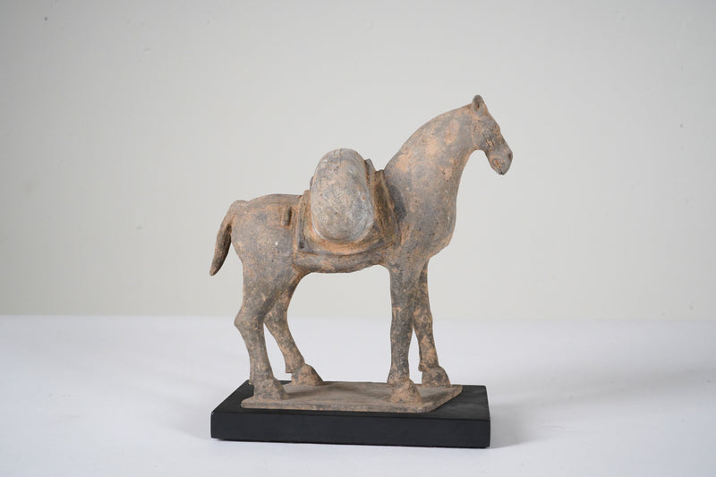 An Unglazed Northern Qi (549-577 CE) Horse With Stand