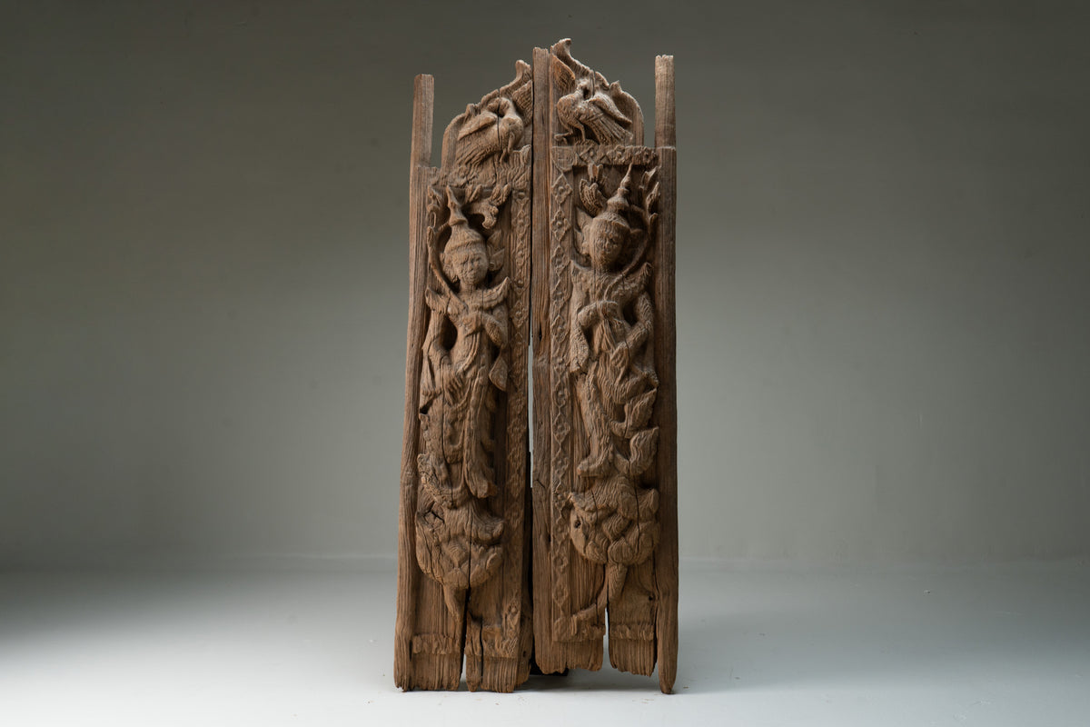 A Set of Antique Thai Temple Cabinet Doors