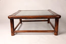 Chinese Round-Corner Low Table with Glass Inset Top