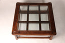 Chinese Round-Corner Low Table with Glass Inset Top