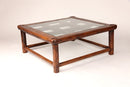 Chinese Round-Corner Low Table with Glass Inset Top
