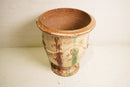 French Terra Cotta Vase with Colored Glaze and Signature