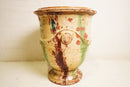 French Terra Cotta Vase with Colored Glaze and Signature