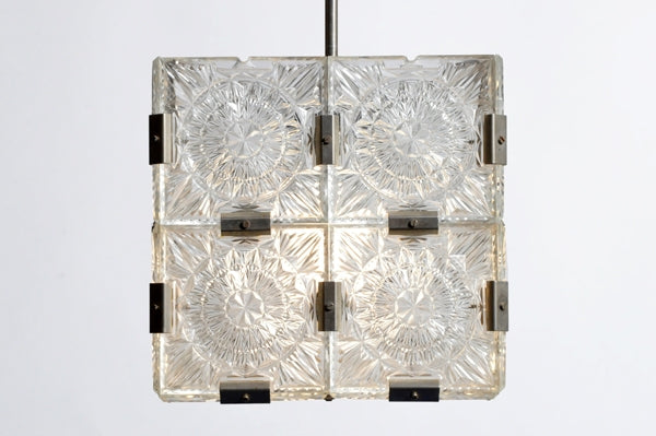 Czech Cast Glass Ceiling Lamp | c. 1950