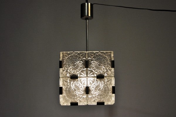 Czech Cast Glass Ceiling Lamp | c. 1950