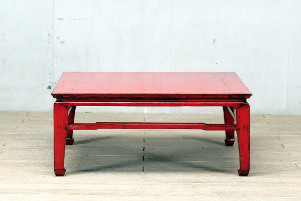 Chinese Red-Lacquered Coffee Table with Restoration
