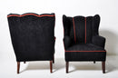 Pair of Wingback Chairs with Black Upholstery