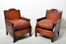 A Pair of Art Deco Club Chairs With New Leather Seats