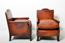 A Pair of Art Deco Club Chairs With New Leather Seats