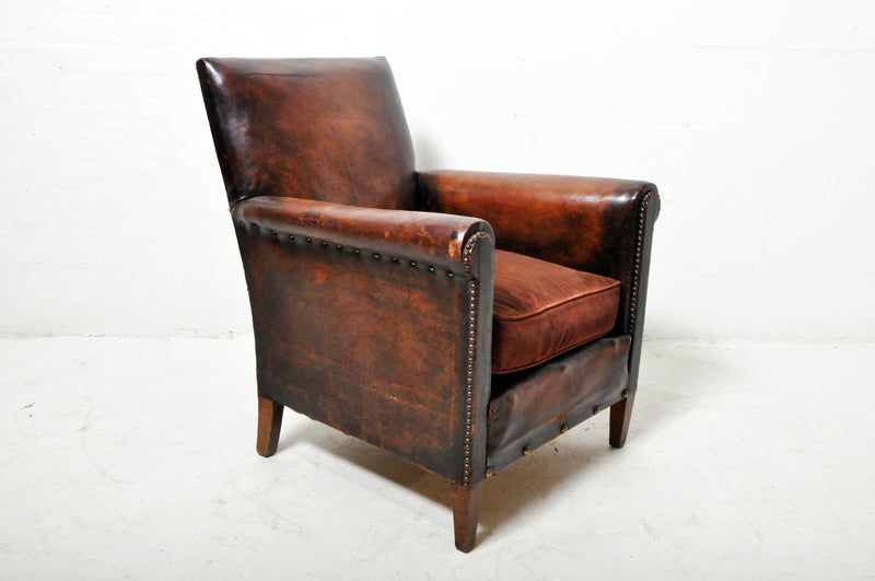 A Vintage French Leather Club Chair