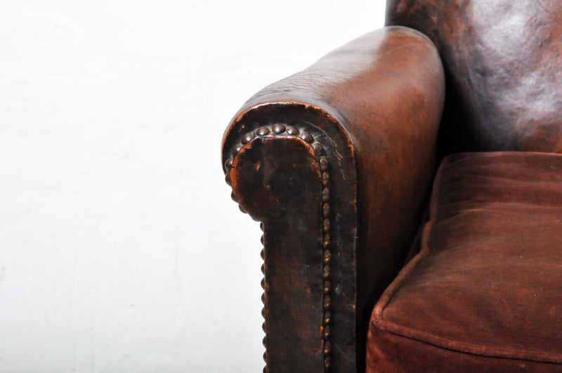 A Vintage French Leather Club Chair