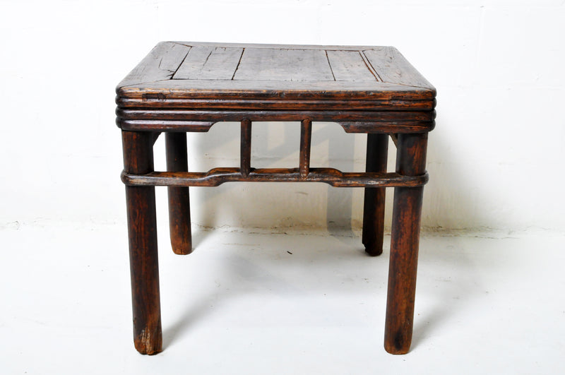 Round post Chinese Square Tea Table with original patina