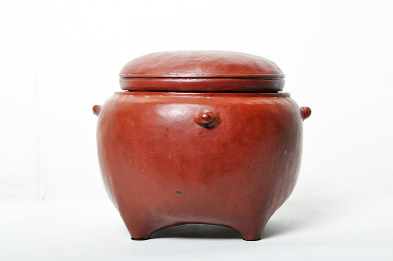 Burmese Basket with Lid, red lacquer