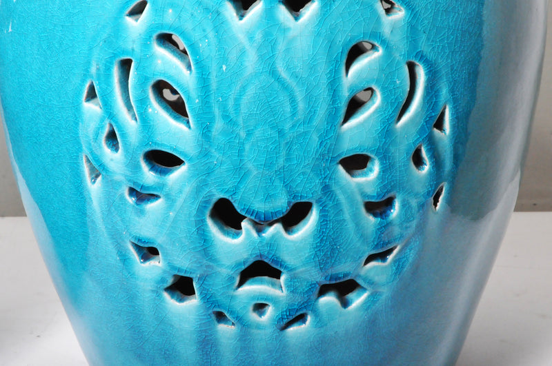 Round Ceramic stool in blue color