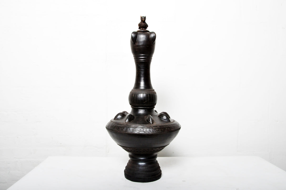 Lanna Thai Water Cooler Jar with Lid Black color