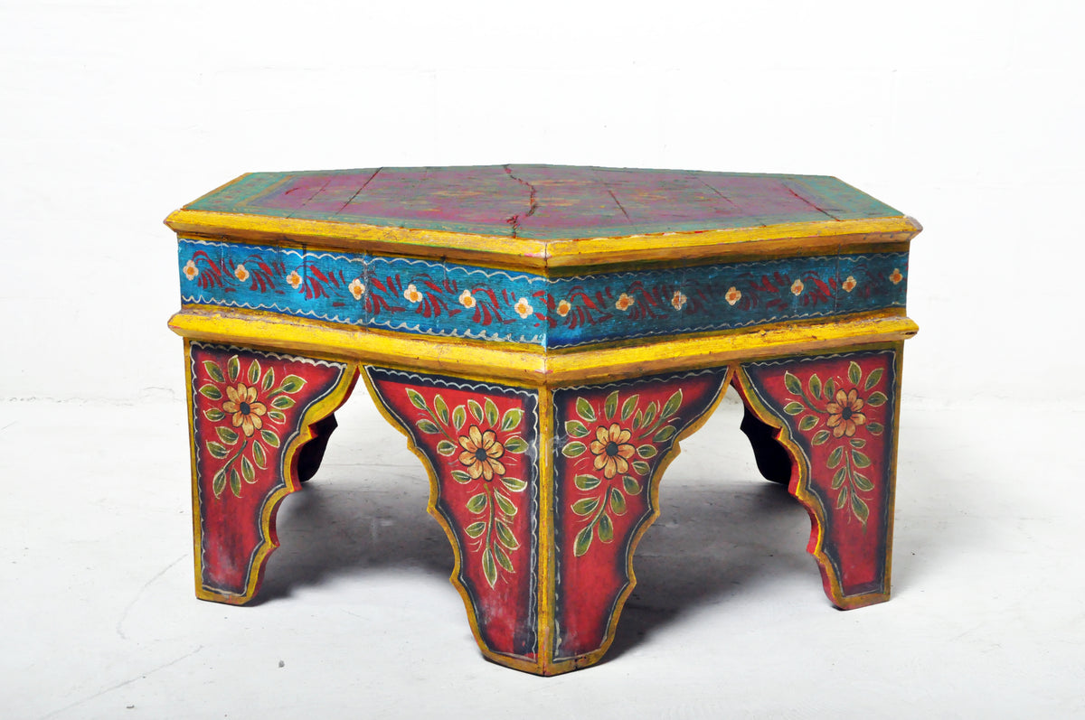 Indian Painted Hexagonal Coffee Table