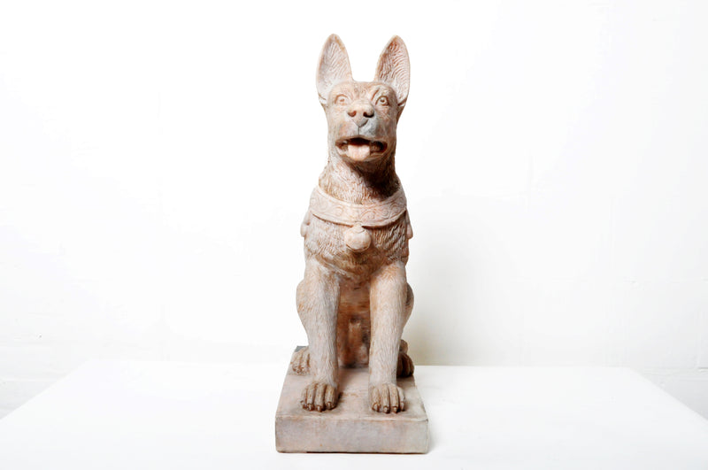 Carved Stone Dog Sculpture