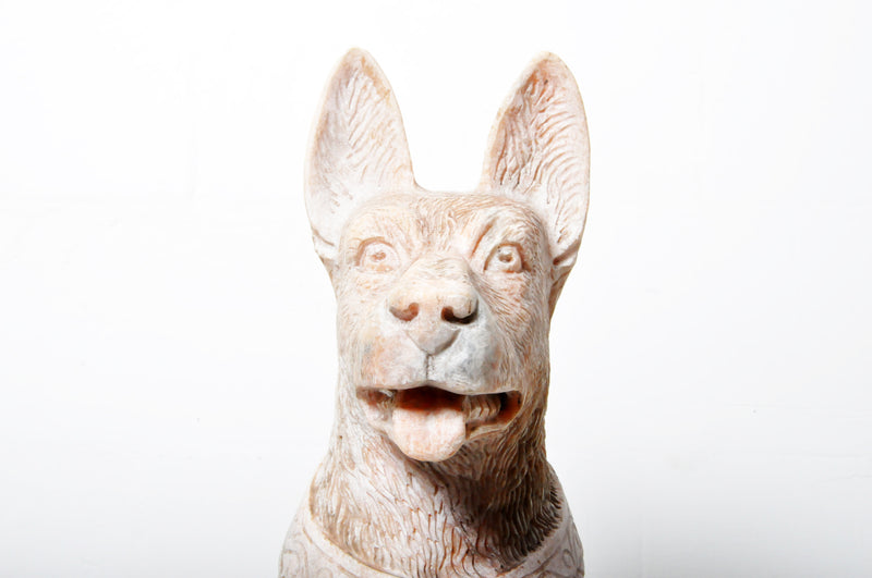 Carved Stone Dog Sculpture