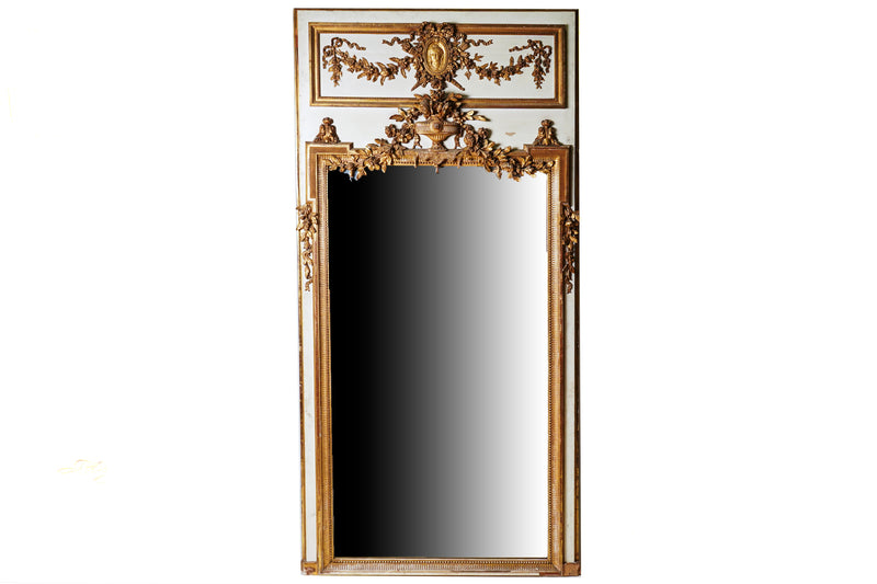 A French Trumeau Mirror With Gilt