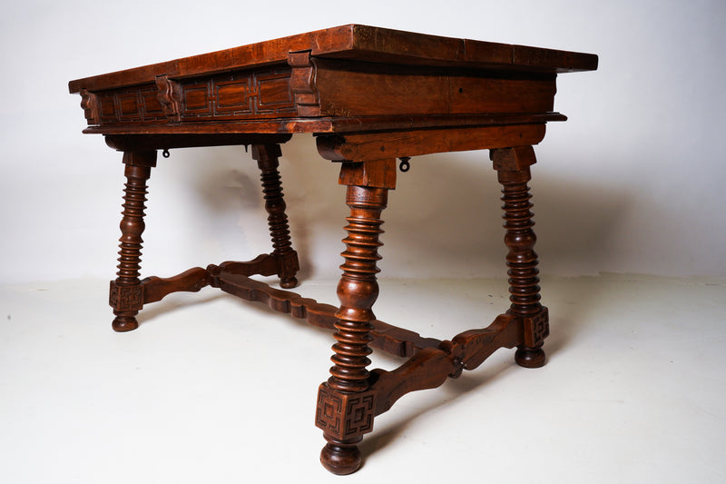 A Solid Walnut Spanish Baroque Desk