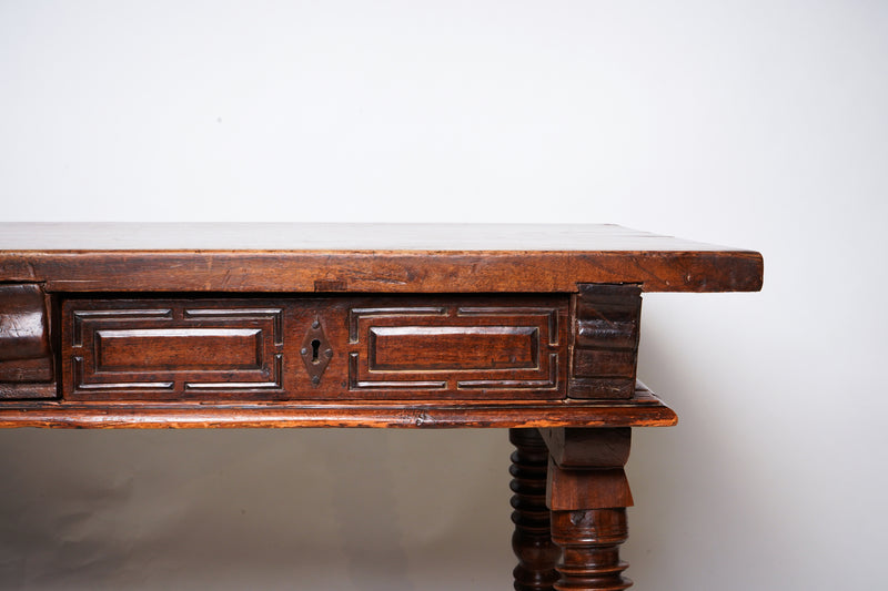 A Solid Walnut Spanish Baroque Desk