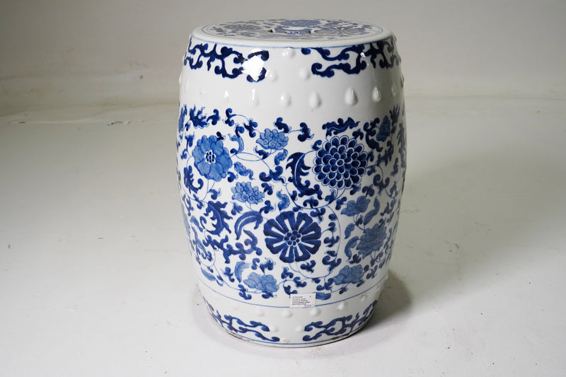 Blue and White Ceramic Stool