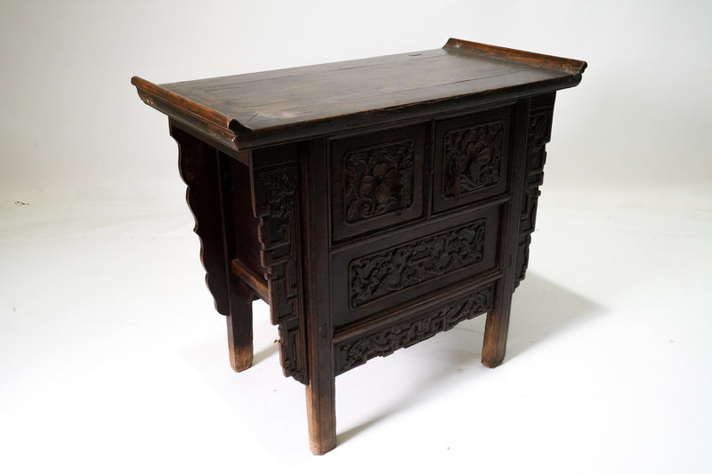 Butterfly Style Storage Cabinet With Carved Dragon Spandrels